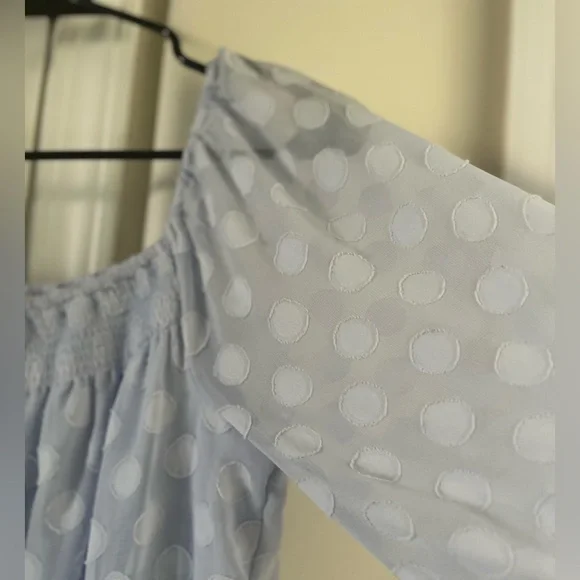 LC Lauren Conrad Sky Blue Polka Dot Long Sleeve Dress - Picture 7 of 7